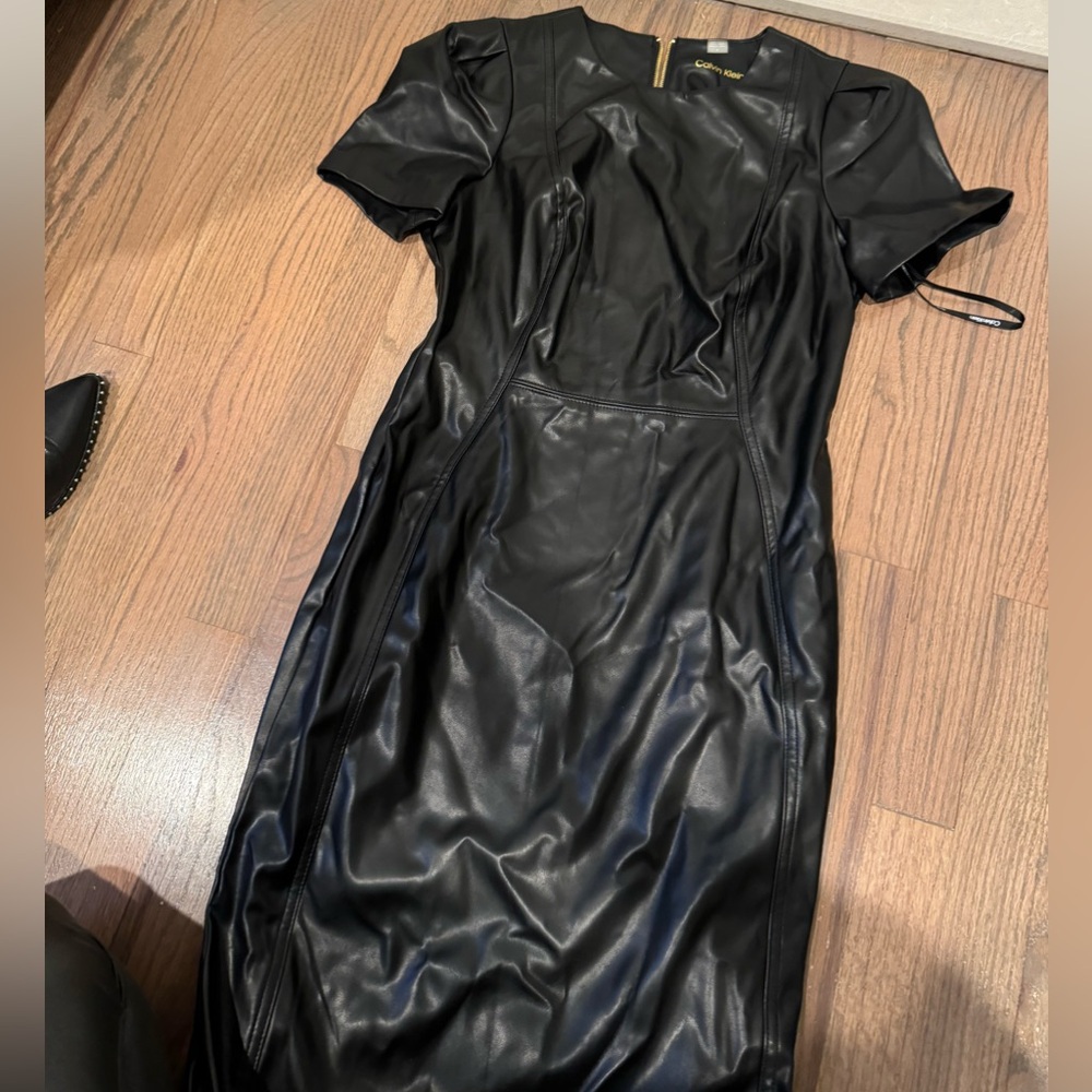Calvin Klein faux leather dress. Size 4